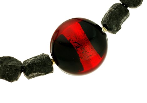 47094-2,  Vario clasp Murano black red, alloy 999